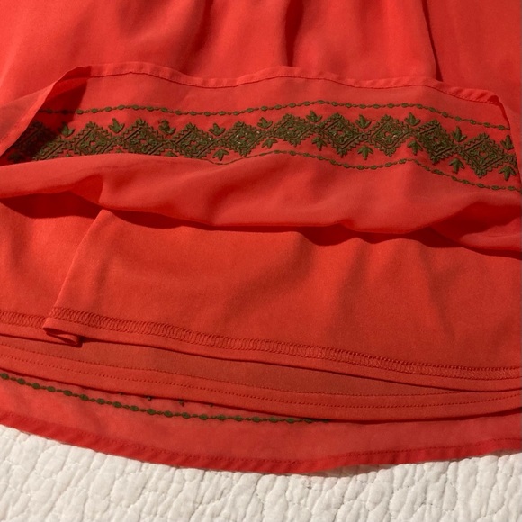 C Label Coral Chiffon Dress w/ Embroidered Detail at Hem | Size S | Summer - Picture 8 of 10